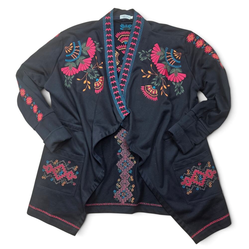 TASHA POLIZZI COLLECTION Southwestern Embroidered Cardigan Women's L Boho Indie